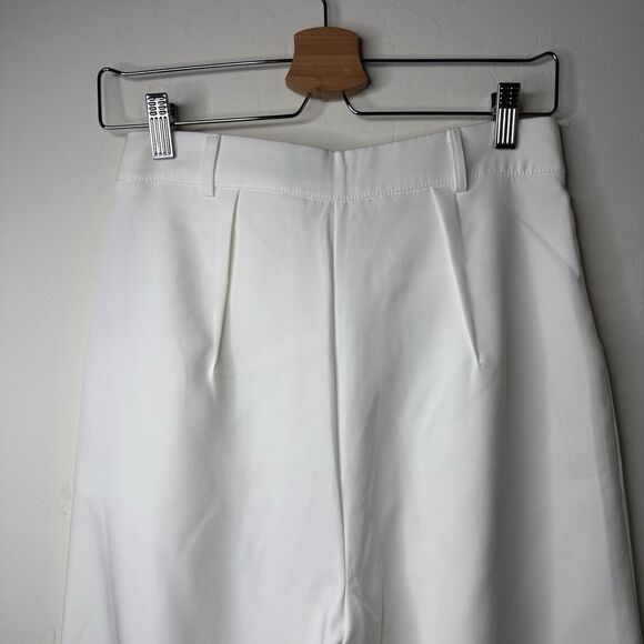 Missguided Women’s Sz 4 Wide Leg Ivory Trousers Dress Pants Pockets Minimalist - Picture 7 of 13